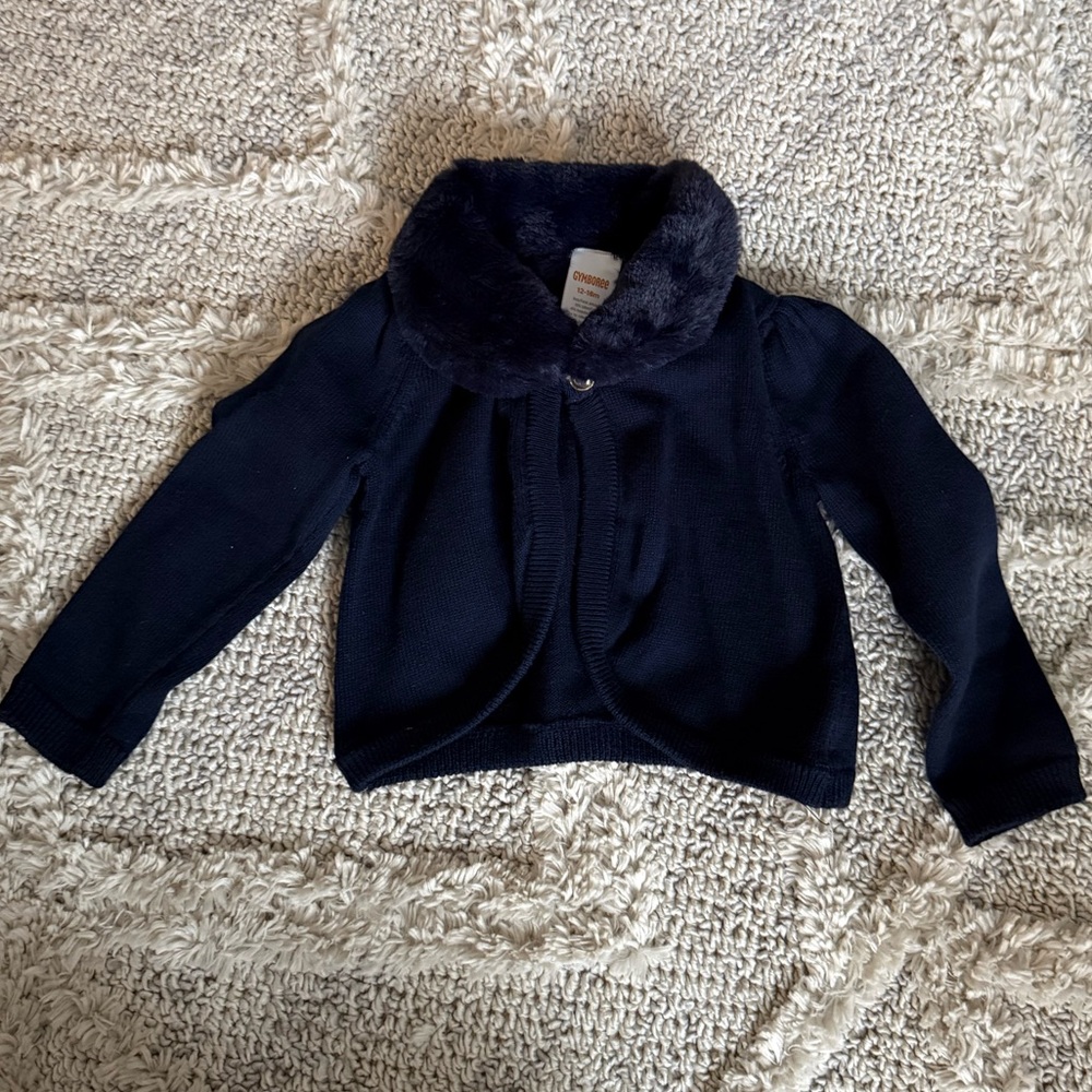 Gymboree Blue Shrug with Faux Fur Collar